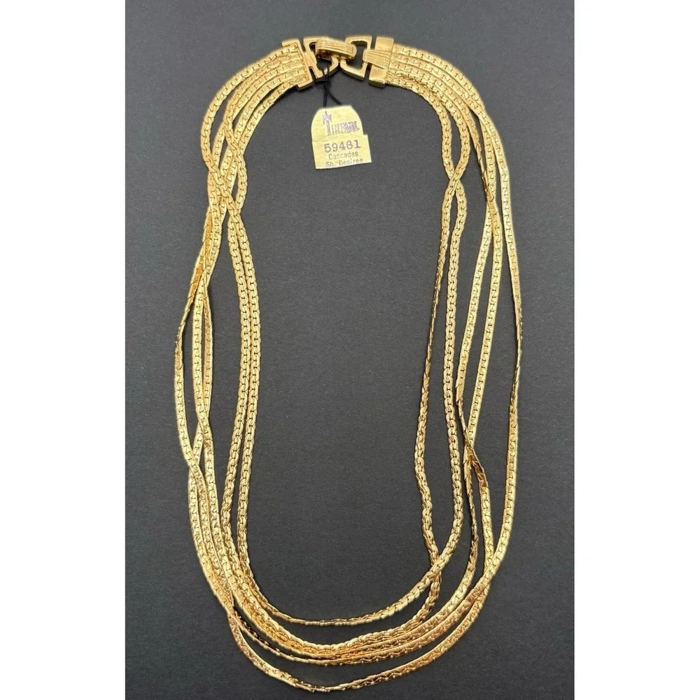 Trifari Multi-Strand Gold Tone Layered Necklace